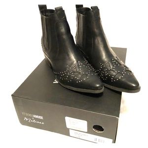 Leather point toe with studded detail